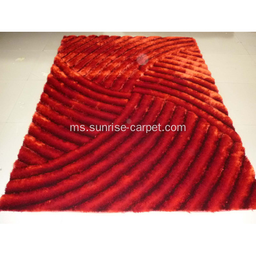 Silk Shaggy 3D Carpet With Design